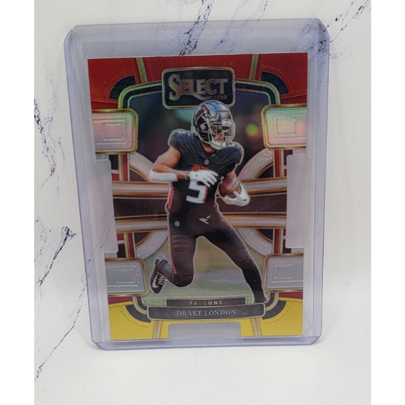 2023 Panini Select Drake London #6 Red & Yellow Prizm Die-Cut - Picture 1 of 4